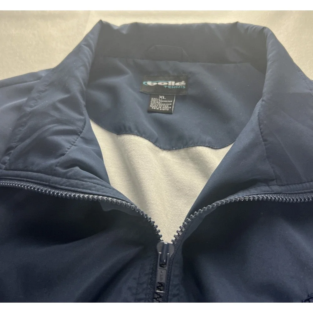 Bolle Tennis Mens Jacket Size XL Wind Breaker Full Zip Navy Blue Pockets B38